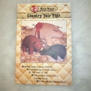 PATTERN Patch Press Country Fair Pigs in 3 sizes, New and uncut